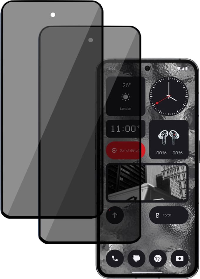 2x Privé Screenprotector geschikt voor Nothing Phone 2 - Privacy Beschermglas - Privacy Proteqt+