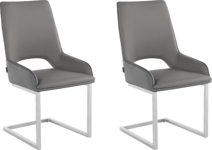 Irma-Eetkamerstoel - Set van 2 - Grijs PU
