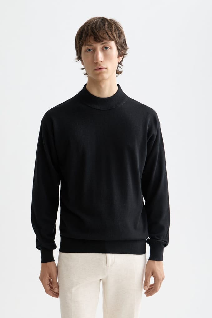 Scotch & Soda Core - Dropped Shoulder Mock Neck Pullover Black Taglia: M | Maglioni a maglia Outlet | Uomo | Nero