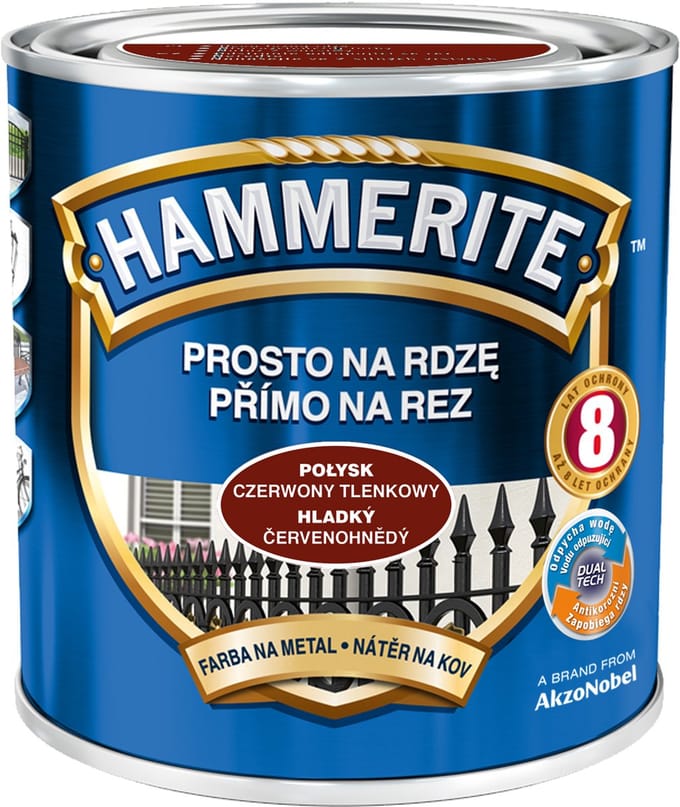 Hammerite Direct op roest Roestverf Anticorrosieverf 2,5l Rood Oxide/Glad