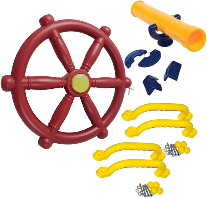 Speeltoren Accessoireset - Klimframe Onderdelen - Buiten Spelen - Weerbestendig Plastic - 4 Delig - Multicolor