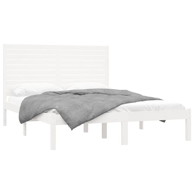 vidaXL - Bedframe - massief - hout - wit - 120x200 - cm