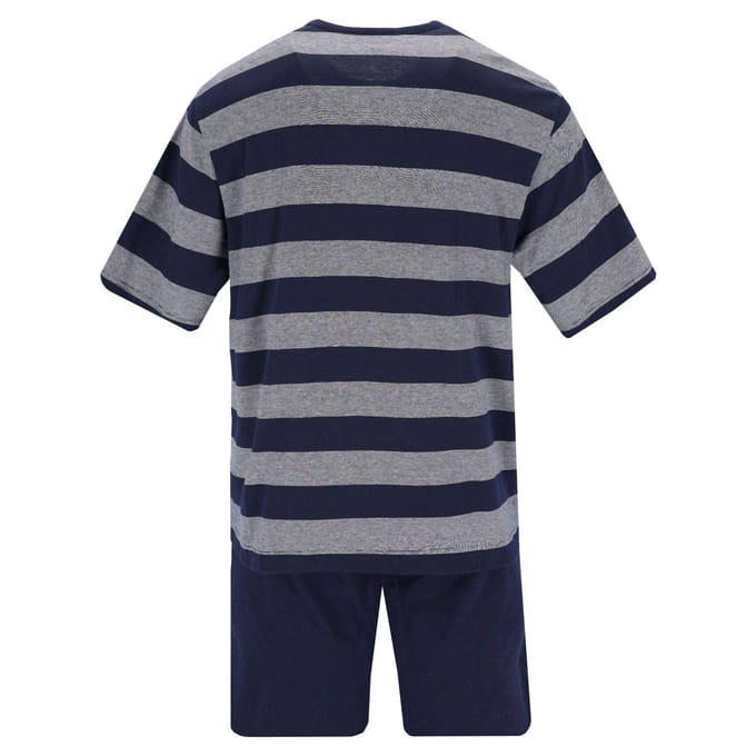 Blauw grijs gestreepte heren shortama Hajo - Blauw - Maat - 52