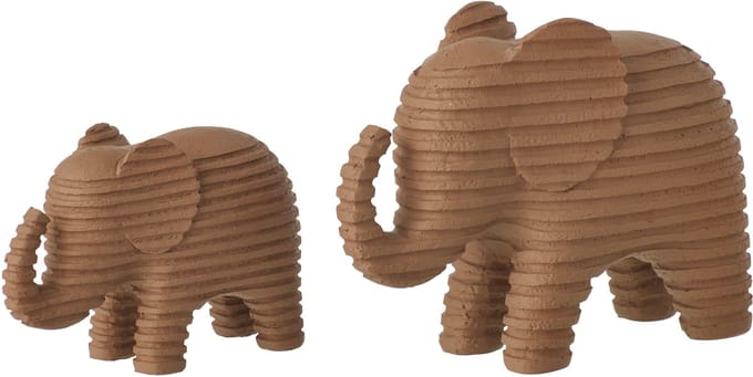 J-Line decoratie Olifant Gestreept - polyresin - bruin - large