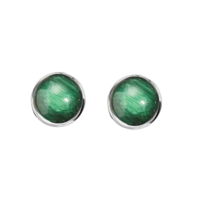 Magneet oorbellen Zanelli Groen zilverrand 13 mm