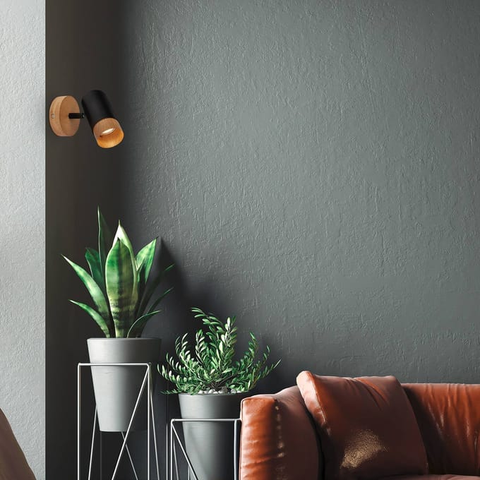 Briloner Wandspot Plek GU10 zwart/hout 1-lamp