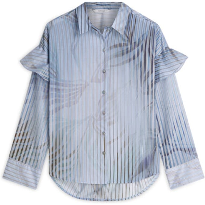 Summum Blouse Flowers And Stripes  Donkerblauw 2s3429-12367
