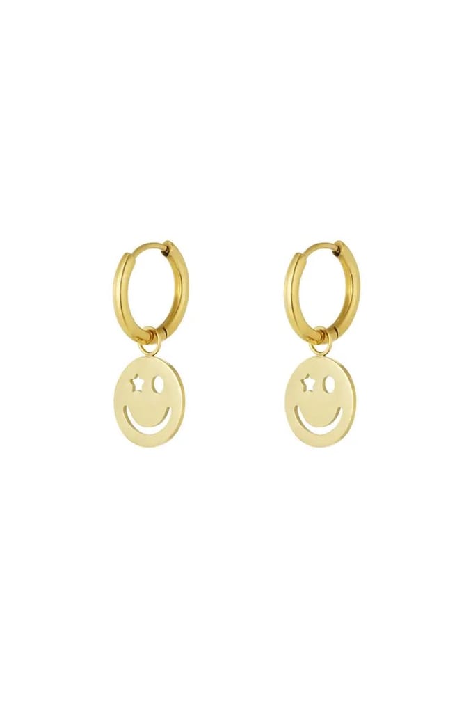 Smiley oorbellen - goud -oorbellen kind - cadeau - tiener