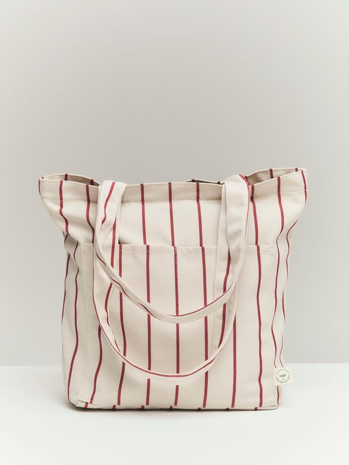 HAY Outdoormarkt boodschappentas - HAYMarketBeigeredstripe