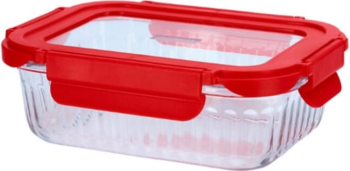 Ovenschaal met Deksel, 0.64 L, Rood, Glas, Kunststof - Cookai