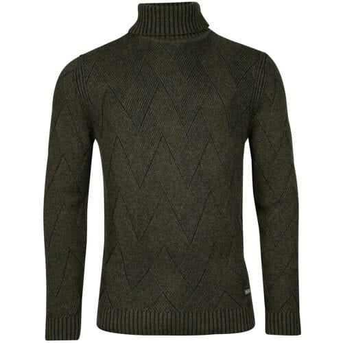 Baileys Trui Rollneck Allover Diagonal Structure Knit Donker Groen / male