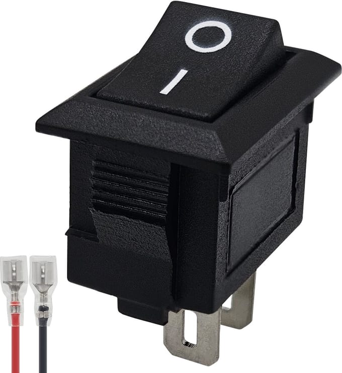 ProRide Mini Wipschakelaar ON/OFF KCD1-10 - met Aansluitkabel - 19x11.5mm - Rechthoek - 250V/3A - Zwart