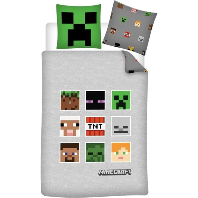 Minecraft Dekbedovertrek, Pixel - Eenpersoons - 140 x 200 - Polyester