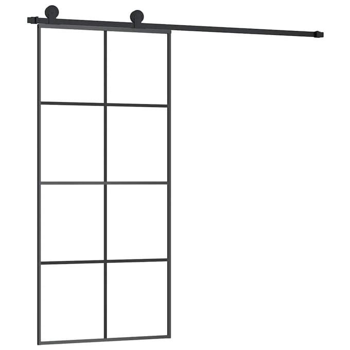vidaXL - Schuifdeur - met - beslag - 90x205 - cm - ESG-glas - en - aluminium