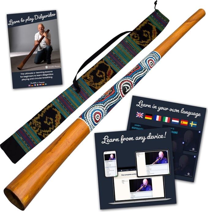 Houten Didgeridoo – Handbeschilderd met Draagtas en Online Cursus
