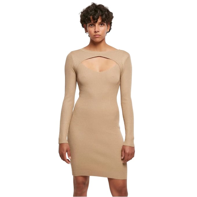 Urban Classics - Cut Out Korte jurk - L - Beige