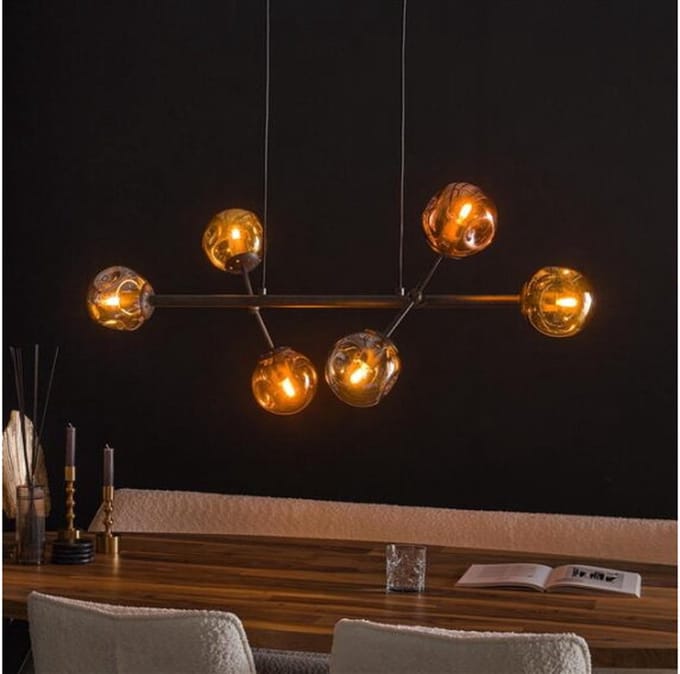 Hanglamp Molecule 6 lampen mix glass - Artic zwart