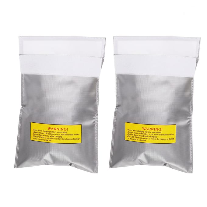 2 Pièces Sac de Sécurité pour Batterie Lipo Rangement de Sécurité Ignifuge Anti-Explosion Accessoire gray