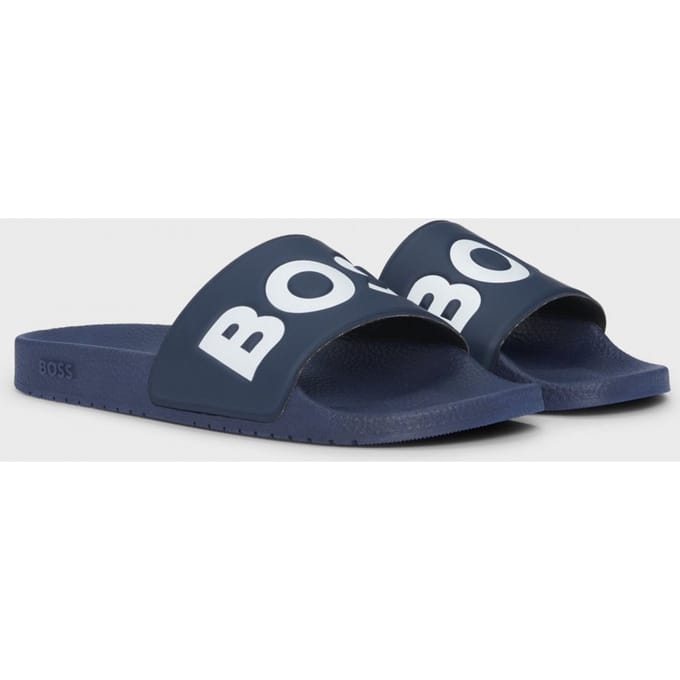 BOSS Orange Aryeh Herenslippers van Italiaanse Maak met Groot Logo Detail