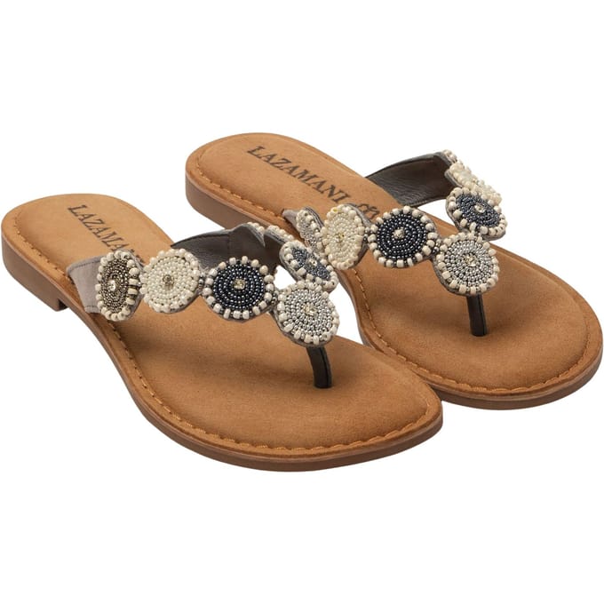Lazamani - Loua Dames Teenslippers Suede Grey - Maat 37