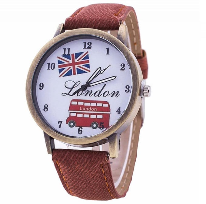 Hidzo Horloge London Ø 40 - Bruin - In Horlogedoosje