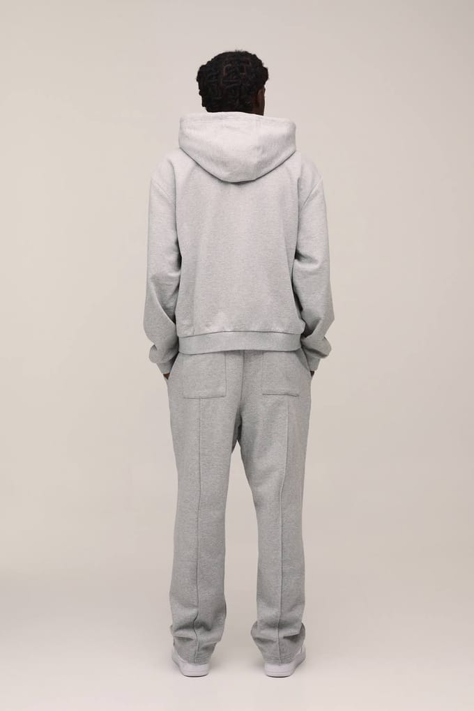 500GSM Heavyweight Oversized Boxy Zip Through Hoodie | Grey Marl | Size Medium