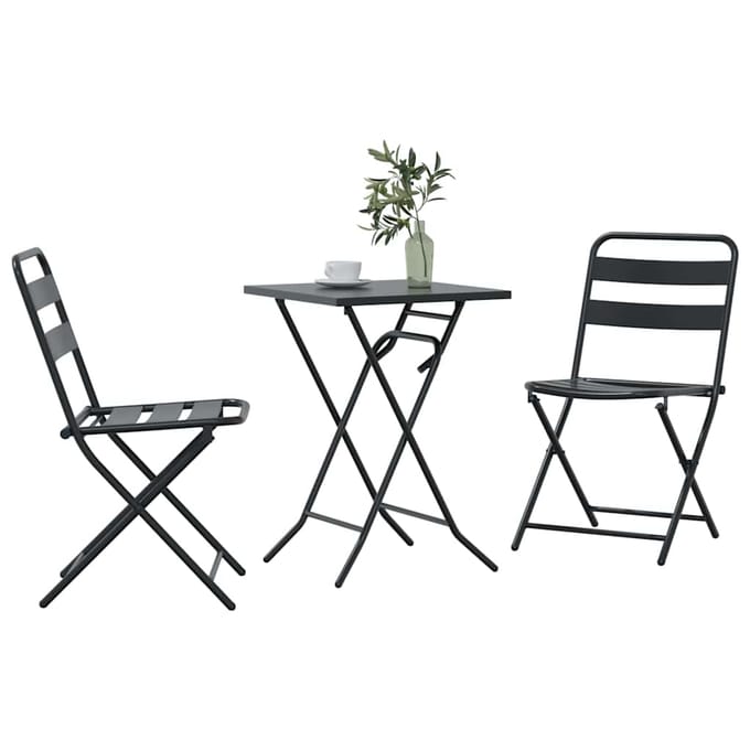 vidaXL - Tuin - Bistro - Set - 3 - st - Antraciet - Staal
