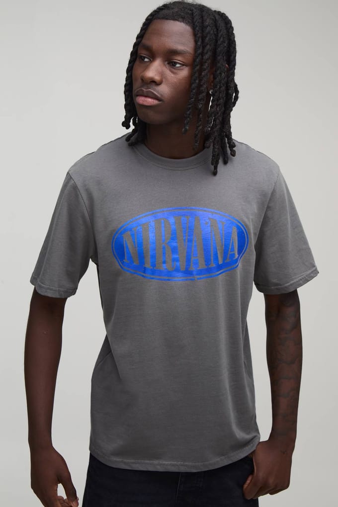 Regular Nirvana Slogan Licentie Print T-shirt | Charcoal | Size Medium
