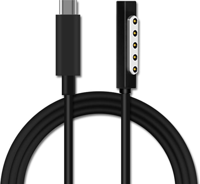 NÖRDIC SURF-107 USB-C oplaadkabel - Geschikt voor Microsoft Surface Pro 1/2 - 12V3A - 36W - 1,5m - Zwart