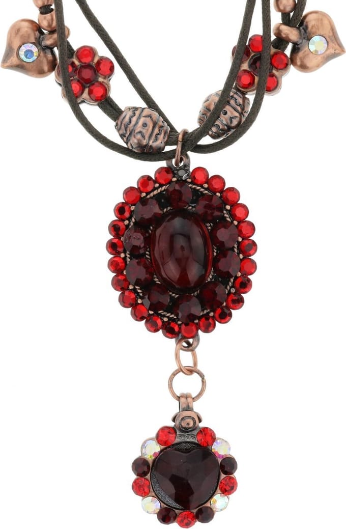 Behave - Rode Ketting met Stenen Hanger - 39 cm