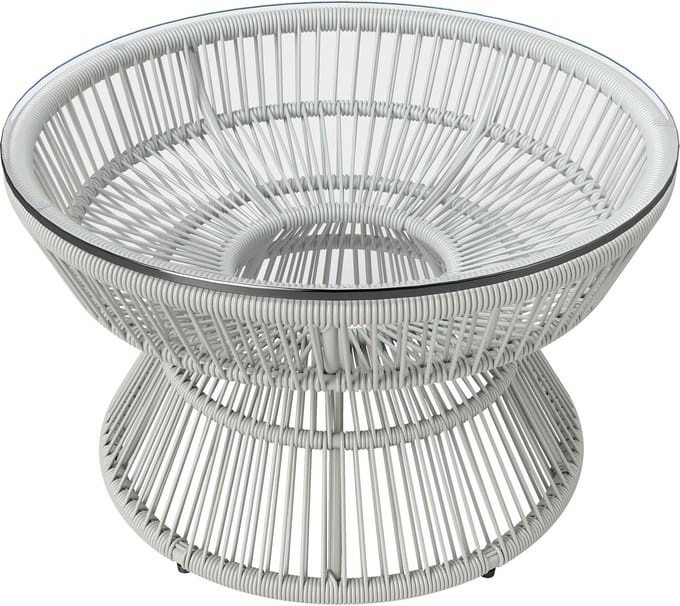 Outsunny-Rotan salontafel-PE rotan-60x60x37cm-Lichtgrijs