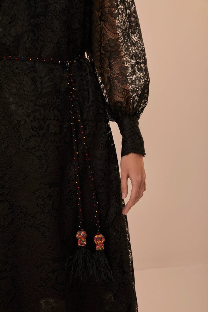 FARM Rio Lace Black Midi Dress Größe: S | Midikleider Outlet | Damen | Schwarz