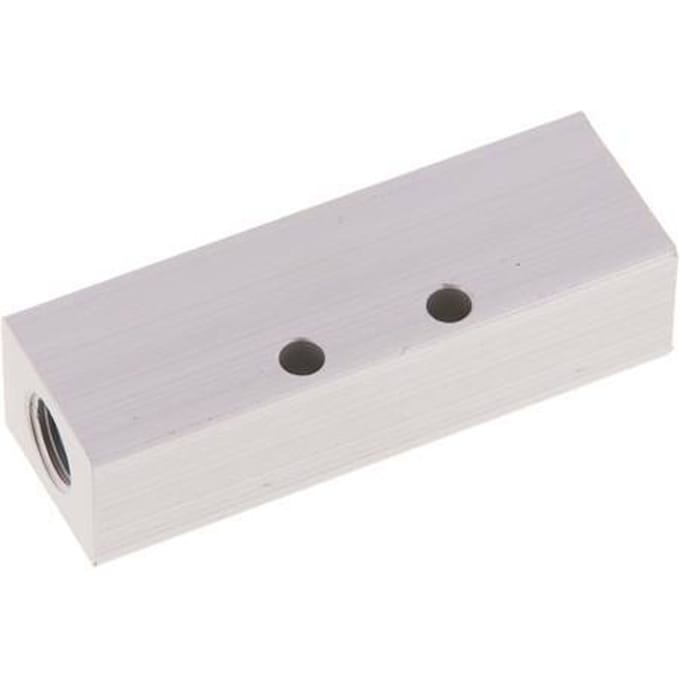 2xG 1/8'' x 3xM5 Aluminium Verdeelblok Eenzijdig 16 Bar