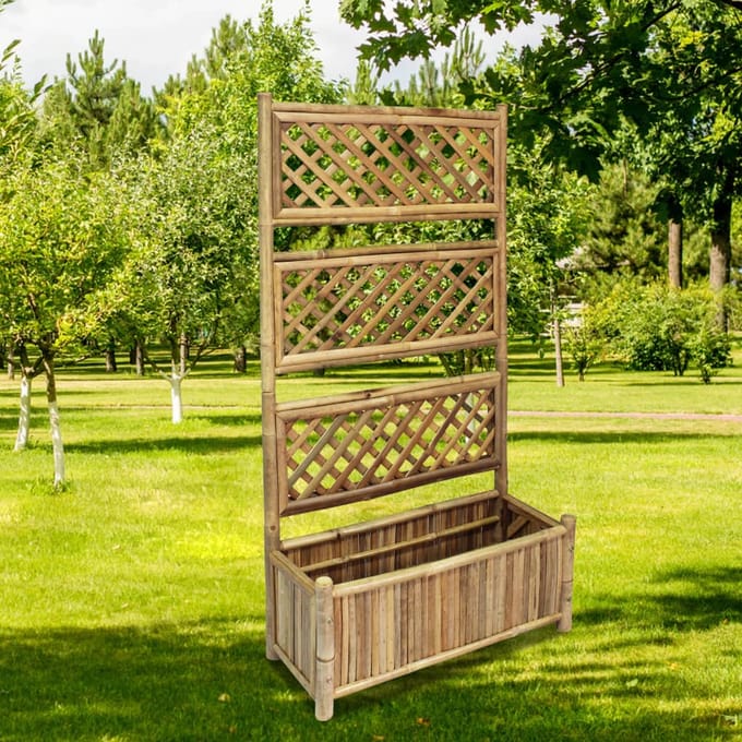 vidaXL - Plantenbak - verhoogd - met - rek - 70 - cm - bamboe