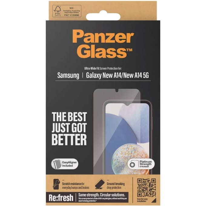 PanzerGlass Screenprotector geschikt voor Samsung Galaxy A15 Glazen | PanzerGlass Ultra-Wide Fit Screenprotector - Case Friendly + Installatie Frame