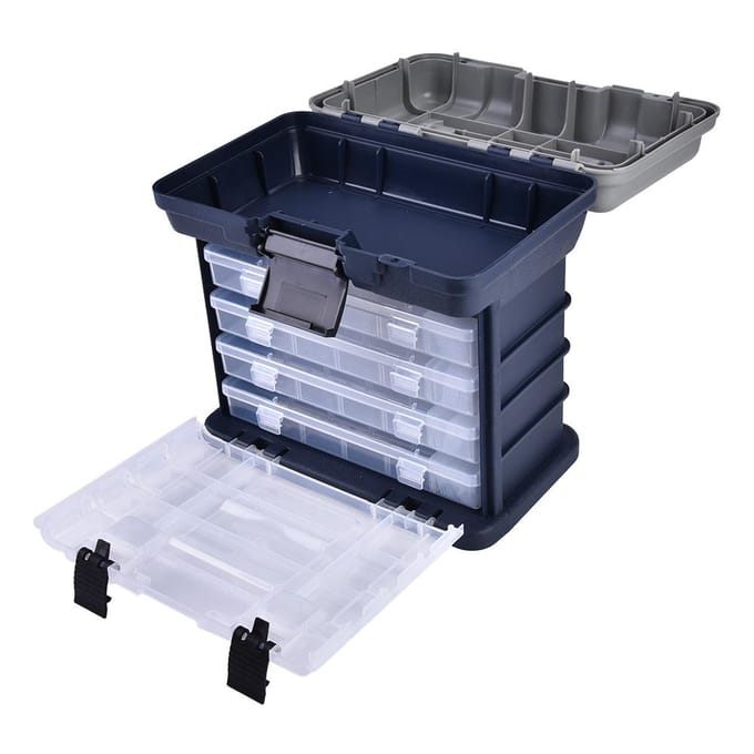 Multifunctionele 4-laags visvoer, kunstaas, visgerei, gereedschap, container, doos, koffer gray