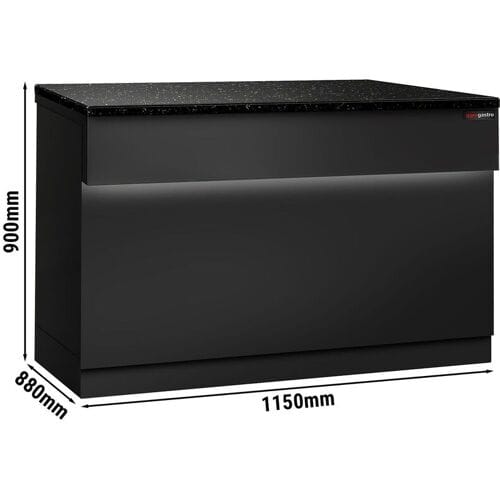 GGM Gastro Kassentisch TORONTO - 1150mm - schwarze Front - schwarze Granit-Arbeitsplatte