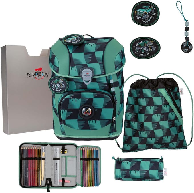 DerDieDas schooltas ErgoFlex Tiny Superflash Set 6-delig Super Truck groen
