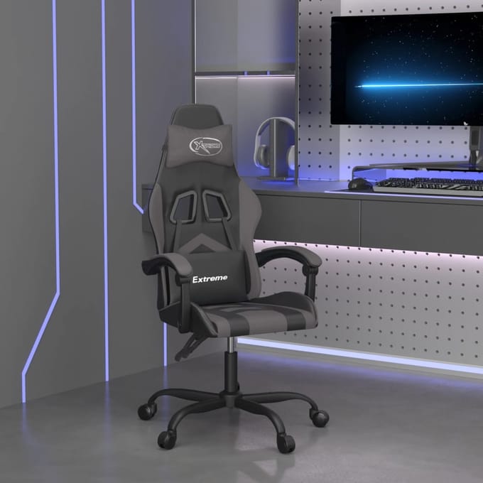 vidaXL - Gamestoel - kunstleer - zwart - en - grijs