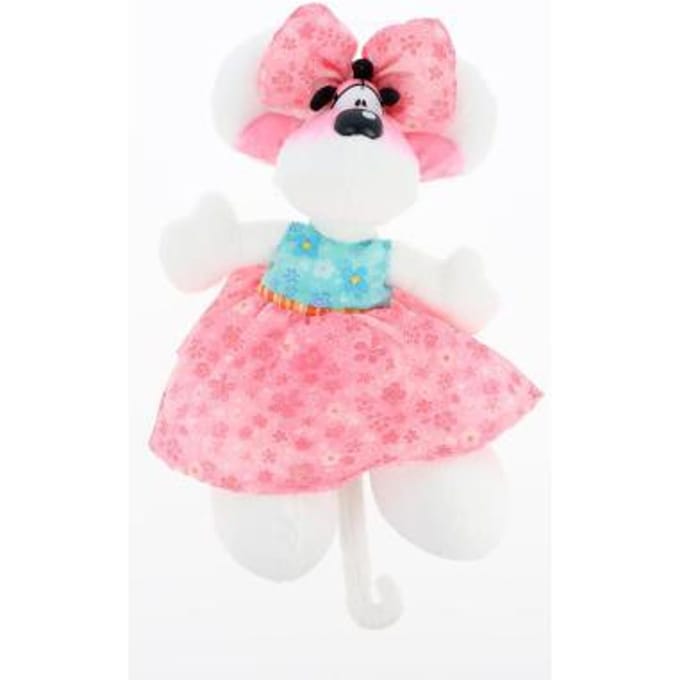 Diddl - zachte pluchen knuffel - 30cm - geborduurde accenten - Diddlina in roze
