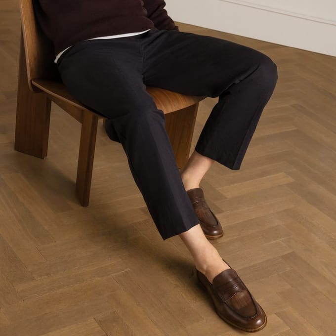 Manfield - Heren - Bruine leren Loafers - Maat 42