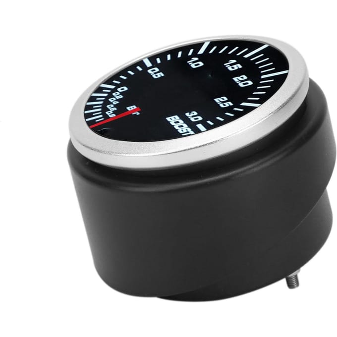 2 inch Turbodrukmeter 1 2Bar LED Meter 10 Kleuren Achtergrondverlichting Rode Wijzer met Sensor Universeel black