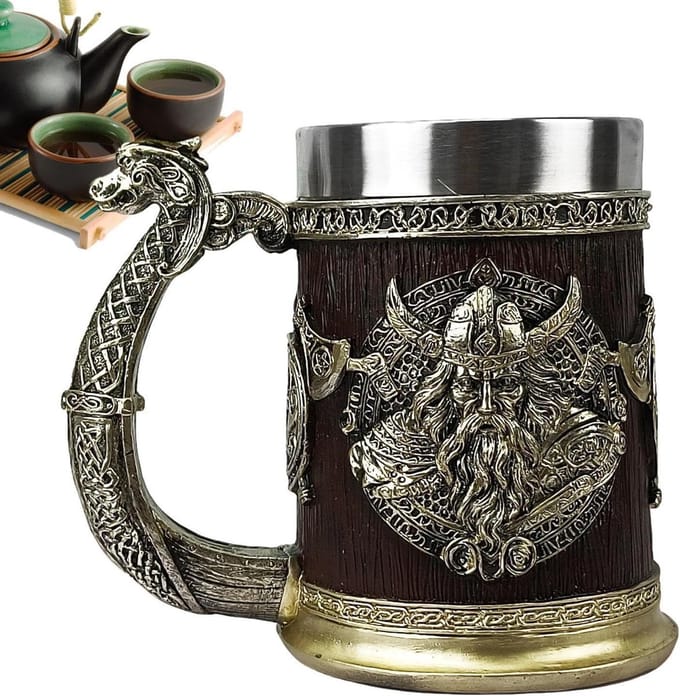Bierpul - Beker Mok - Feestdecoratie - Uniek Drakenschip Design - 600 ml - Brons