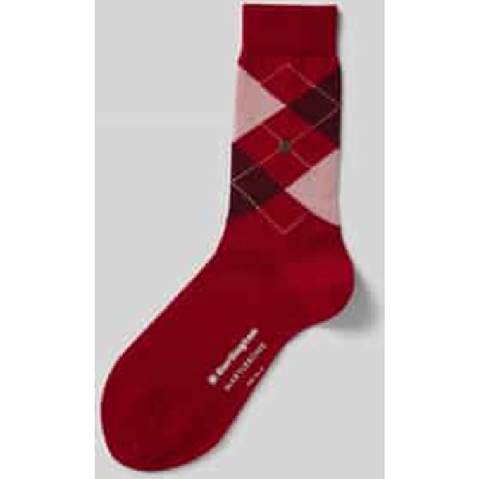 Burlington Marylebone gedessineerd wol sokken dames rood - maat 36-41