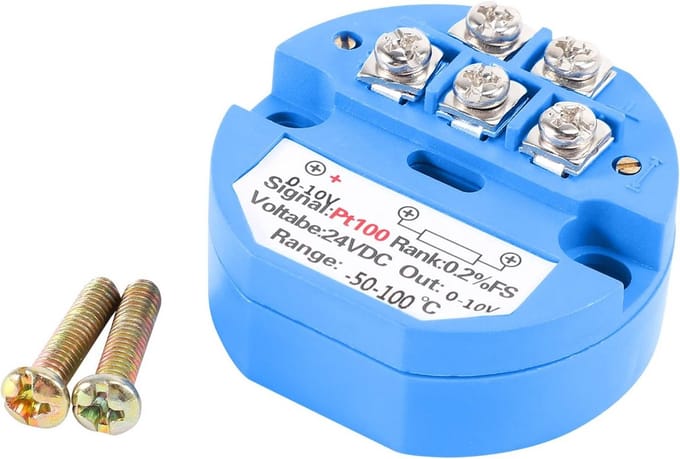 Temperatuurmeter - RTD Sensor - Industriële Meting - 0-10V Uitgang - DC24V - Blauw