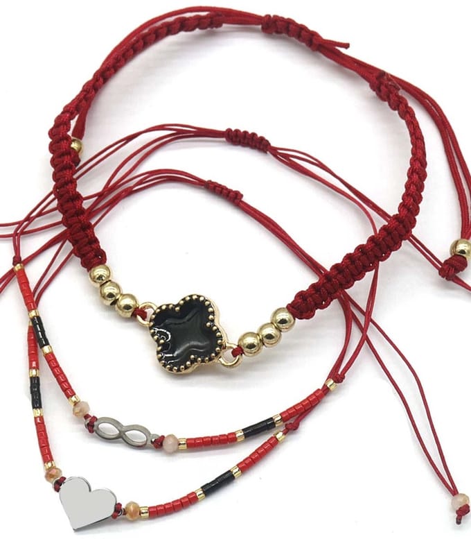 Armbanden - Setje 3 Stuks - Lengte Verstelbaar - Rood