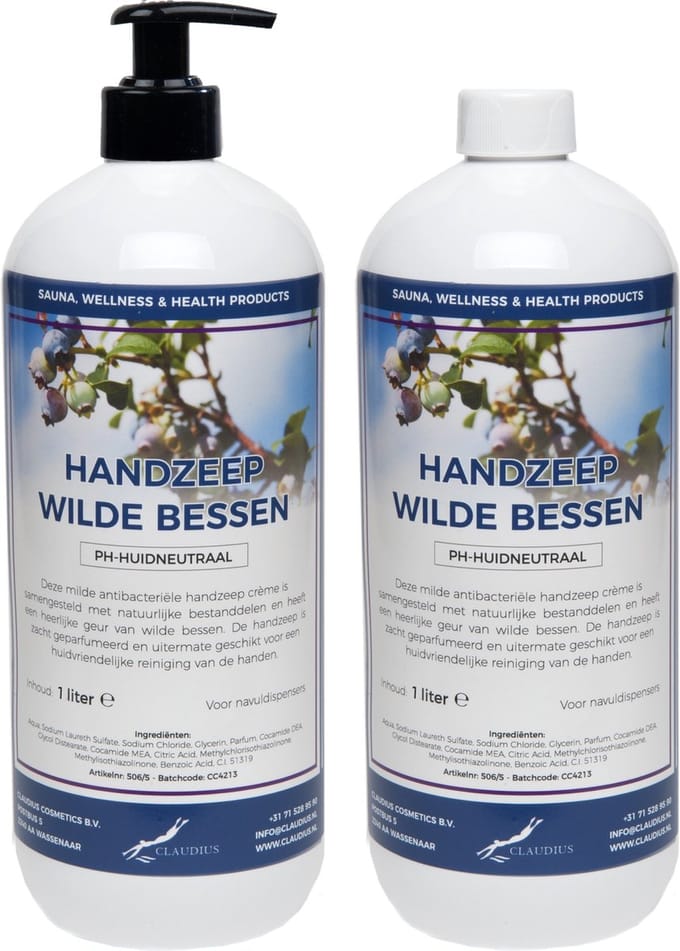 Handzeep Wilde Bessen 1 liter - met gratis pomp - set van 2 stuks