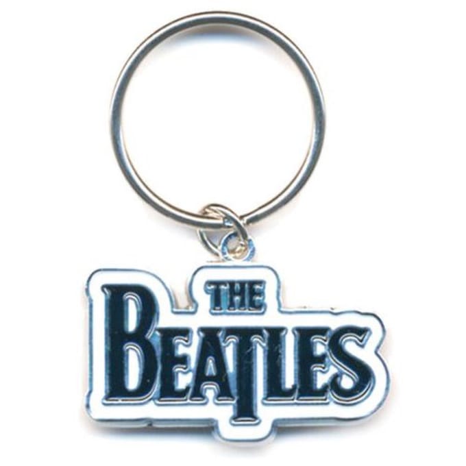 The Beatles - Drop T Logo Sleutelhanger - Wit/Zwart