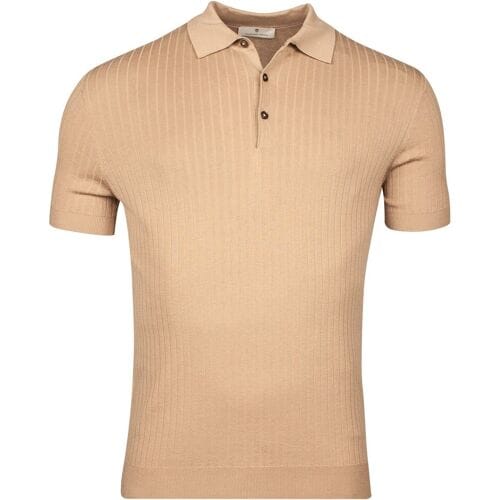 Thomas Maine Fine Rib-Knit Pullover Poloshirt Beige / male