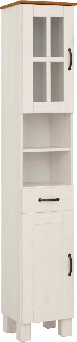 Alby-Hoge Kast - Wit/Honing Grenen